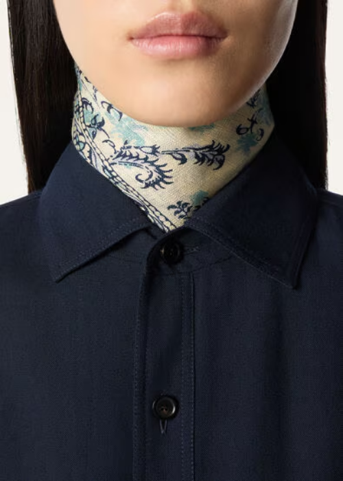 Jasmine Bloom Foulard 90 x 90 Silk Ivory/Turquoise