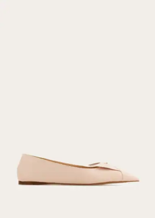 Ferragamo Bow Leather Ballerina Shoes