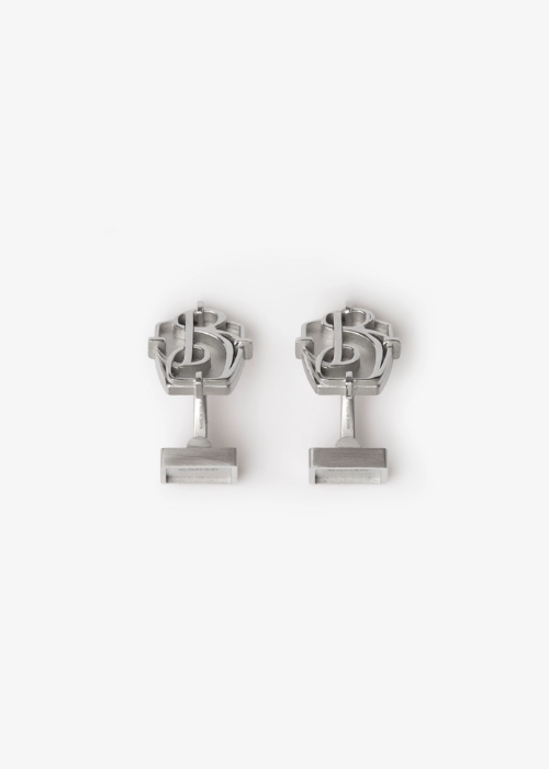 B Charm Cufflinks in Silver - Men