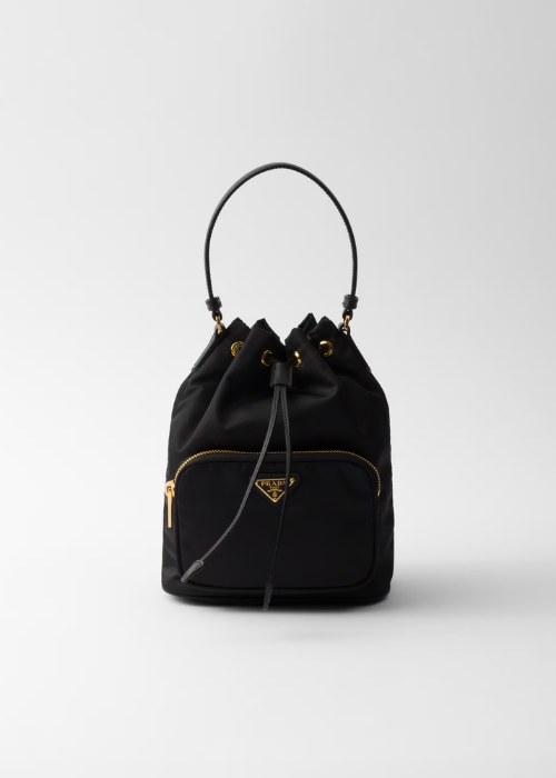Prada Duet Re-Nylon Bucket Bag in Black