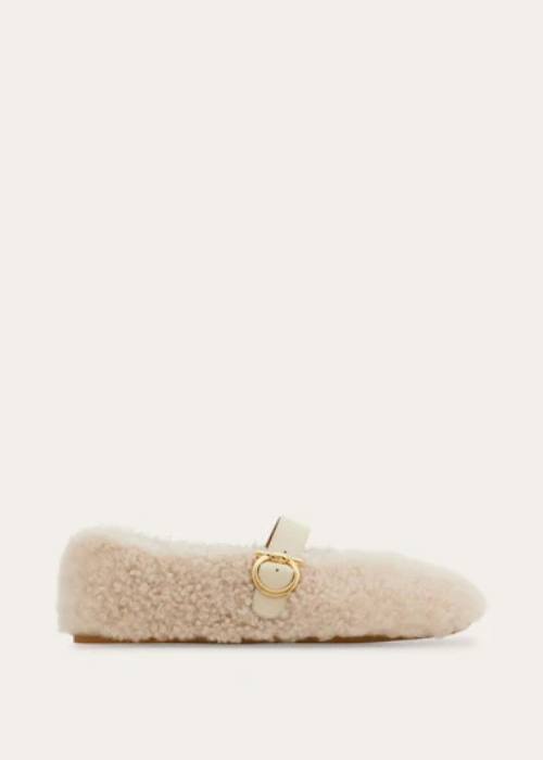 Shearling ballet flat - Women | Ferragamo