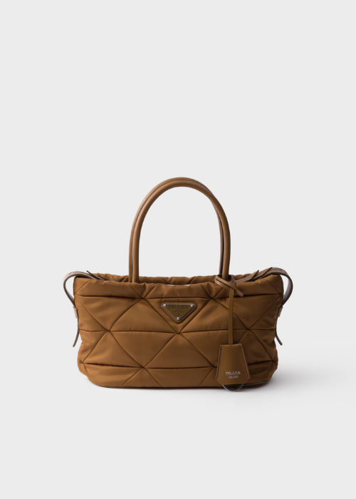 Prada Padded Re-Nylon Medium Tote Bag in Tobacco Brown