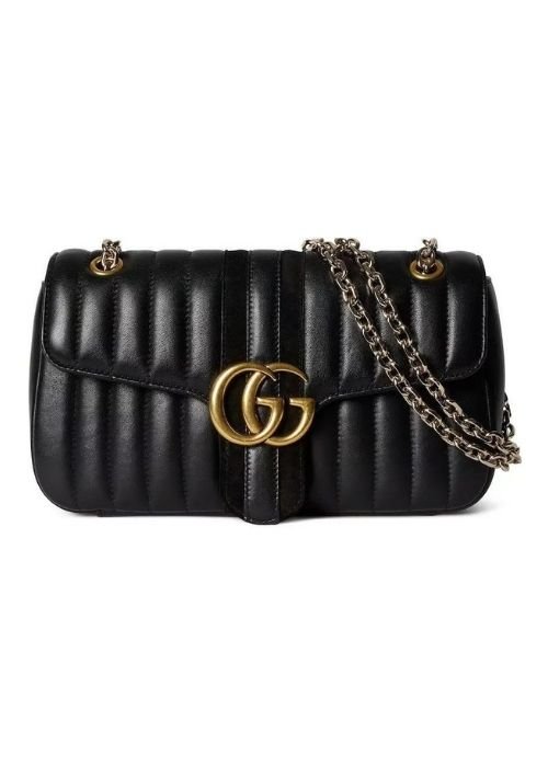 Gucci Jetset GG Marmont Small Shoulder Bag in Black Leather