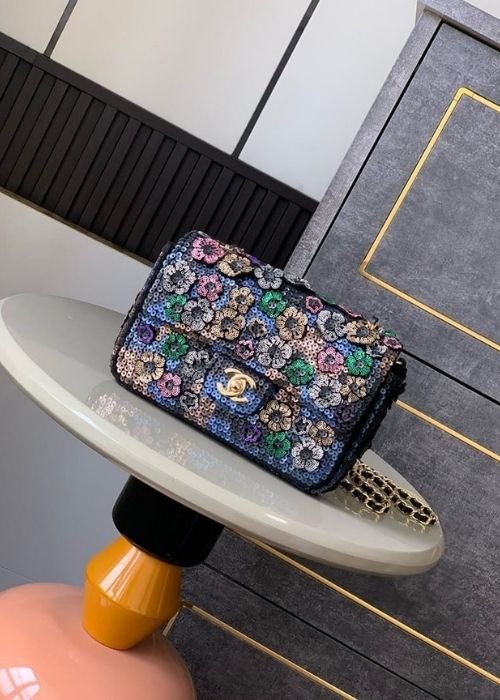 Chanel Mosaic Floral Sequin Classic Flap Bag