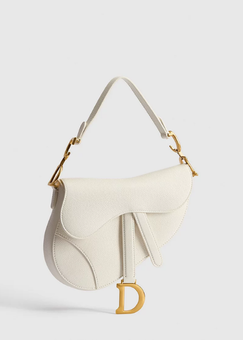 Saddle Bag with Strap Black Grained Calfskin | DIOR