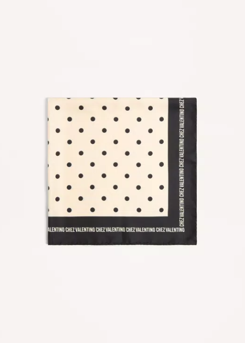 Chez Valentino Silk Scarf for Woman in Butter/black