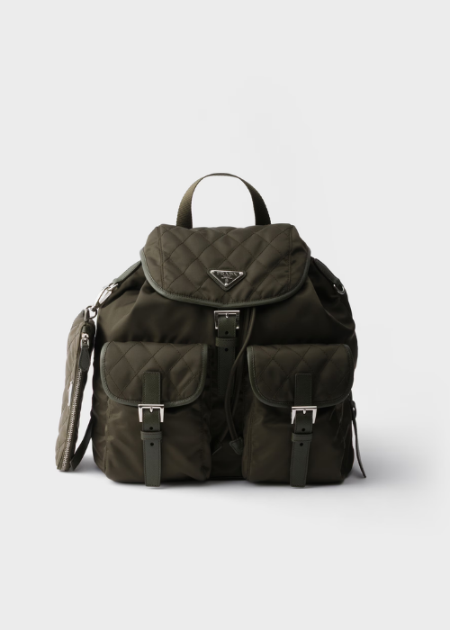 Prada Medium Quilted Re-Nylon Backpack With Saffiano Leather Trim