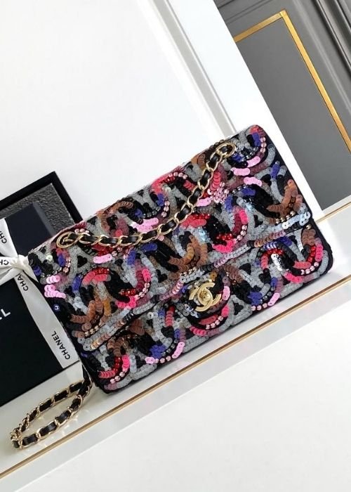 Chanel Graffiti Abstract Sequin Classic Flap Bag