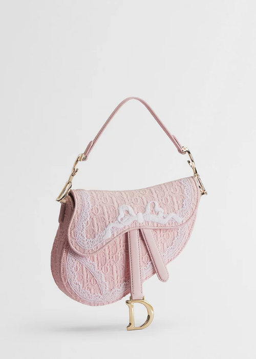 Small Saddle Bag with Strap Rose Soupir Dior Oblique