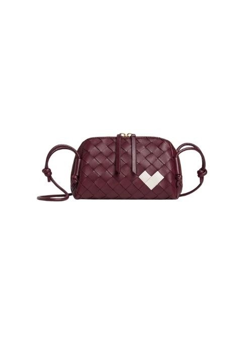 Bottega Veneta Intrecciato Concert Heart Pouch – Barolo / Chalk