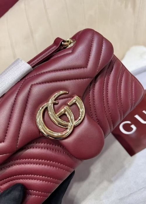 Gucci GG Marmont Matelassé Shoulder Bag — Burgundy / Maroon