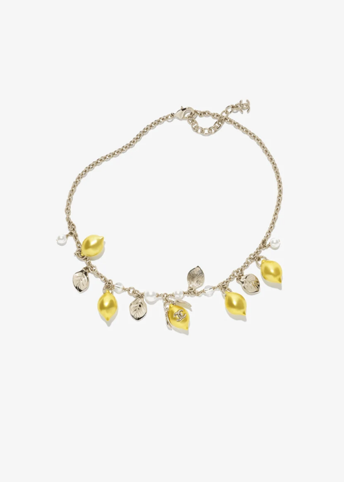 Necklace - Metal, resin & glass pearls