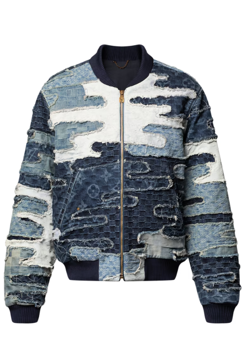 Patchwork Denim Bomber Jacket