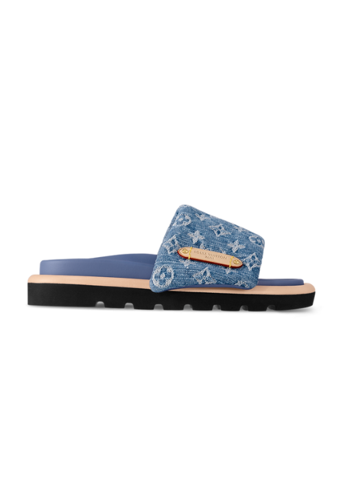 Pool Pillow Denim Flat Comfort Mule