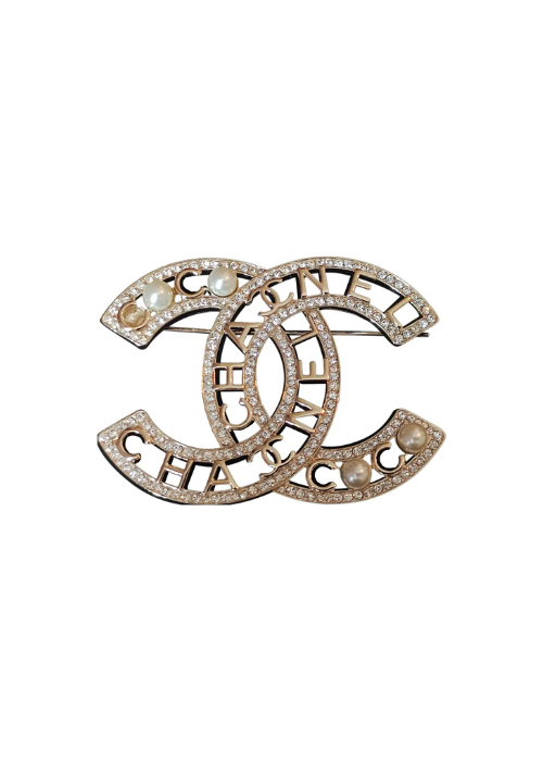 Chanel Crystal Silver Brooch