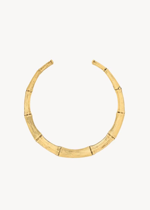 bamboo torc necklace in metal in Gold 
