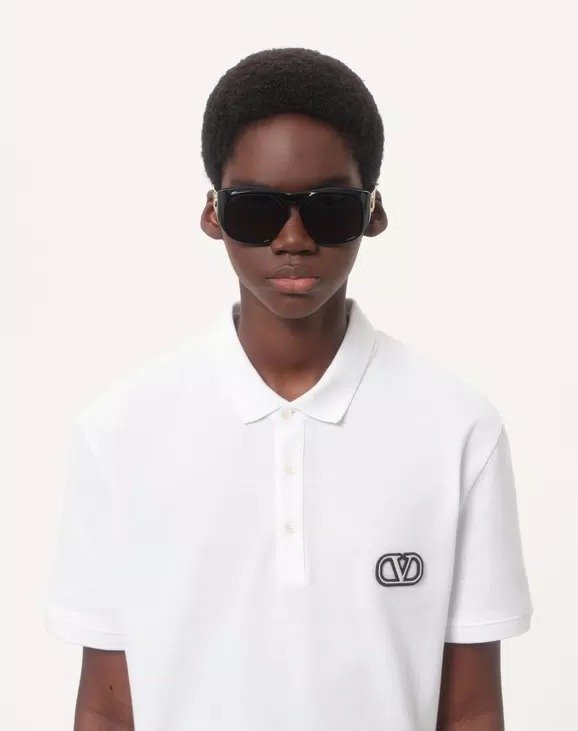 Cotton Piqué Polo Shirt With Vlogo Signature Patch