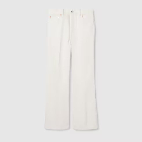 GUCCI Cropped Flared Denim Pants in White – Modern High-Rise Flare