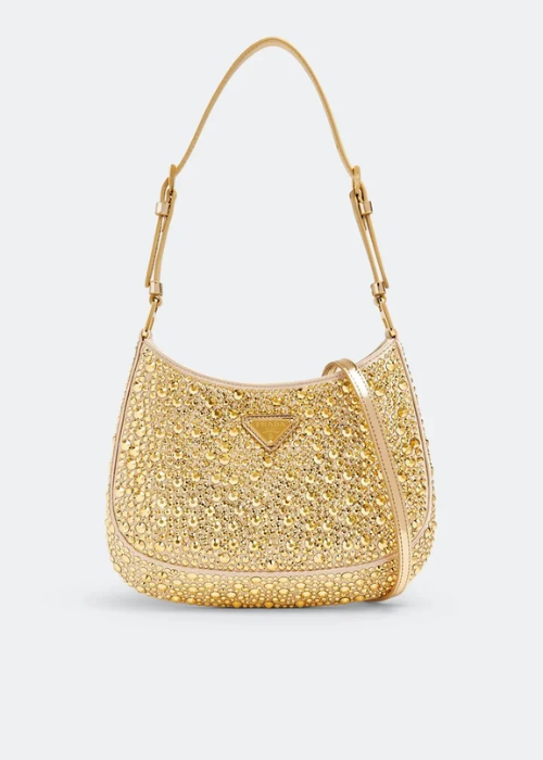 Prada Cleo Satin Crystal Shoulder Bag